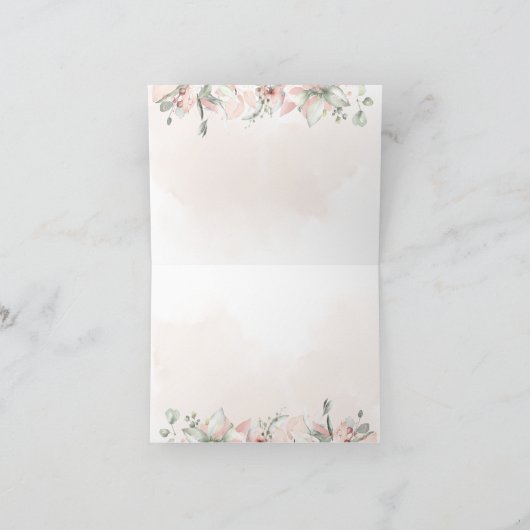 Blushing Rozen Bridal Party-stoelenkaart Bedankkaart (Binnen)