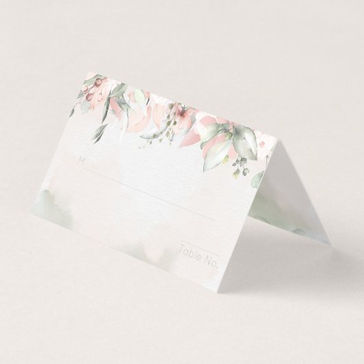 Blushing Rozen Bruiloft Gast Tafel Zitplaatsen Kaa Kaart (Voorkant)