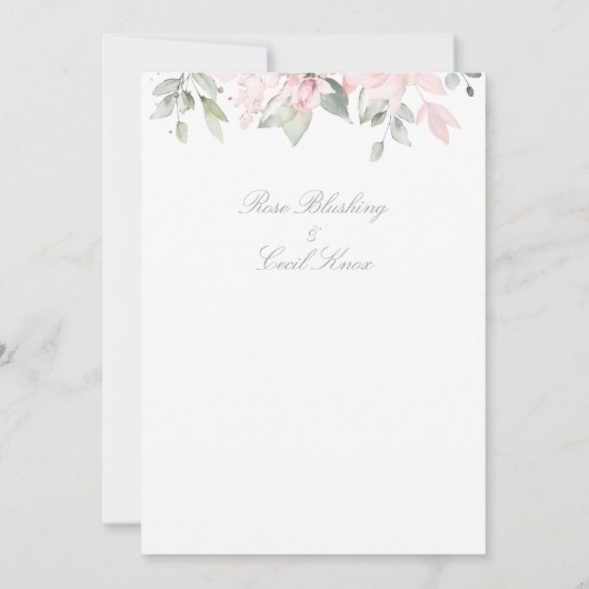 Blushing Rozen Matte White Background Weddenschap Kaart (Achterkant)