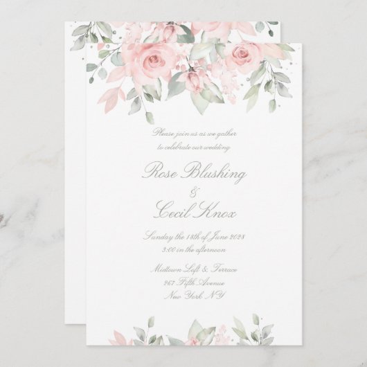 Blushing Rozen Matte White Background Weddenschap Kaart (Voorkant / Achterkant)