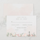 Blushing Rozen Weddenschap 2 maaltijdkeuze RSVP Kaartje (Voorkant / Achterkant)