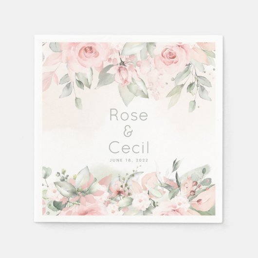 Blushing Rozen Weddenschap Cocktail Napkins Servet (Voorkant)