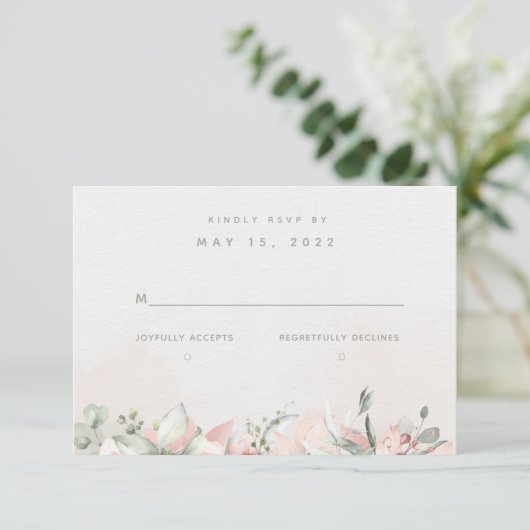 Blushing Rozen Weddenschap RSVP No Meal Choice (Staand voorkant)