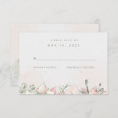 Blushing Rozen Weddenschap RSVP No Meal Choice (Voorkant / Achterkant)