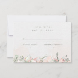 Blushing Rozen Weddenschap RSVP No Meal Choice Kaartje