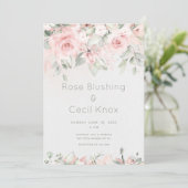 Blushing Rozen Wedding Invitation Suite Kaart (Staand voorkant)