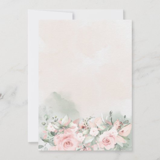 Blushing Rozen Wedding Invitation Suite Kaart (Achterkant)