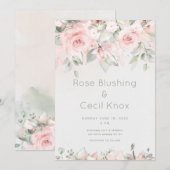 Blushing Rozen Wedding Invitation Suite Kaart (Voorkant / Achterkant)