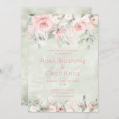 Blushing Rozen Wedding Invitation Suite Kaart (Voorkant / Achterkant)