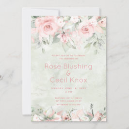 Blushing Rozen Wedding Invitation Suite Kaart