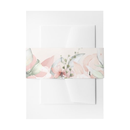 Blushing Rozen Wedding Invitation Suite Uitnodigingen Wikkel (Voorkant Voorbeeld)