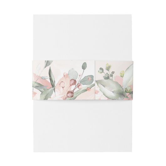 Blushing Rozen Wedding Invitation Suite Uitnodigingen Wikkel (Achterkant Voorbeeld)