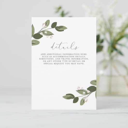 Blushing Sprigs Details met Roze Rug Informatiekaartje (Staand voorkant)