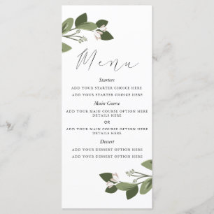 Blushing Sprigs Menu Card