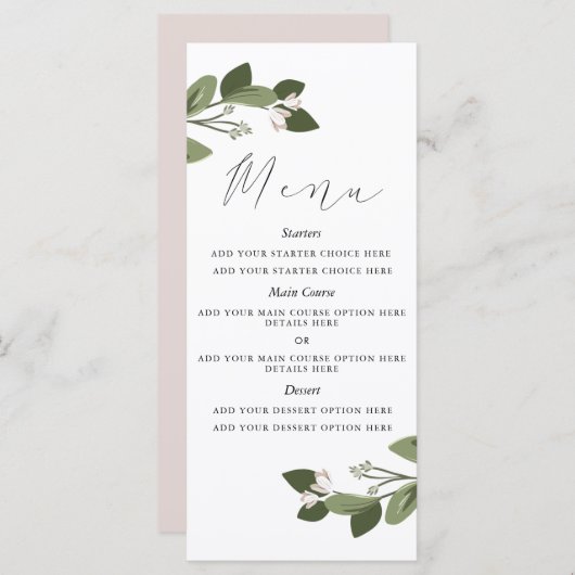 Blushing Sprigs Menu Card (Voorkant / Achterkant)