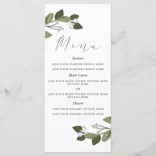 Blushing Sprigs Menu Card (Voorkant)