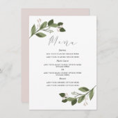 Blushing Sprigs Menu Kaart met Roze Rug (Voorkant / Achterkant)