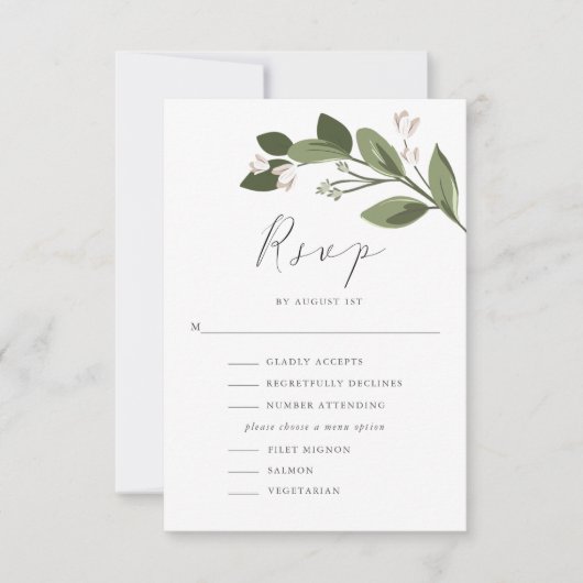 Blushing Sprigs RSVP met Menu en Roze Rug (Voorkant)