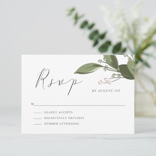 Blushing Sprigs RSVP met Roze Rug (Staand voorkant)