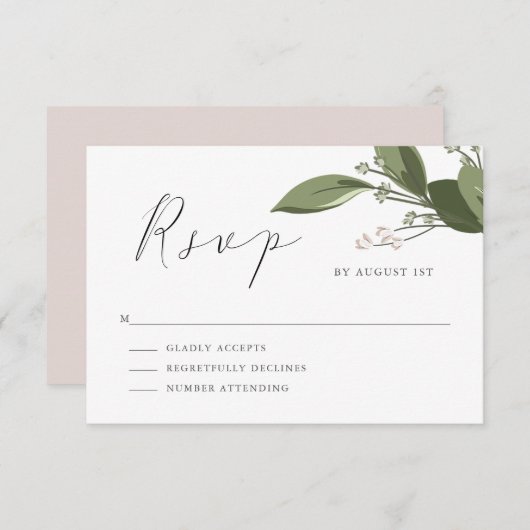 Blushing Sprigs RSVP met Roze Rug (Voorkant / Achterkant)