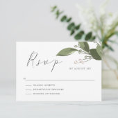 Blushing Sprigs RSVP met Roze Rug Kaartje (Staand voorkant)