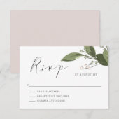 Blushing Sprigs RSVP met Roze Rug Kaartje (Voorkant / Achterkant)