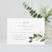 Blushing Sprigs RSVP met Roze Rug Kaartje (Staand voorkant)