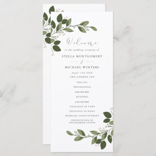 Blushing Sprigs Weddenprogramma Programmakaart (Voorkant / Achterkant)