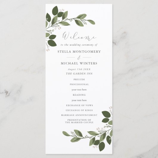 Blushing Sprigs Weddenprogramma Programmakaart (Voorkant)