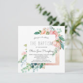 Blushing Summer Floral Baptism Invitation Kaart (Staand voorkant)