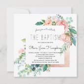 Blushing Summer Floral Baptism Invitation Kaart (Voorkant)