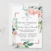 Blushing Summer Floral First Community Invitation Kaart (Voorkant)