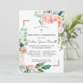 Blushing Summer Floral First Community Invitation Kaart (Staand voorkant)