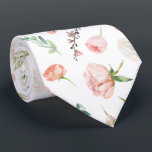 Blushing Summer Floral Waterverf Flowers Stropdas<br><div class="desc">Met zachte bloeiende pony's met een uitgelijnde botanische groene bladeren. Warm zachte tinten van groenen en pastels zijn weer terug in de zomer, en dit etherische palet bewijst het. Groene wilg, zachte celadon, warme gele en koraalperzik, en delicaat lila paars samen creëer een kalme combinatie die gemakkelijk op de ogen...</div>