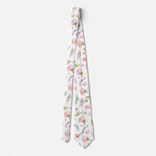 Blushing Summer Floral Waterverf Flowers Stropdas (Achterkant)