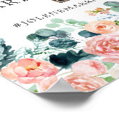 Blushing Summer Floral Weddenschap Hashtag Poster (Hoek)