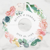 Blushing Summer Floral Weddenschap Wine Glass Labe Wijnglaslabel (Voorkant)