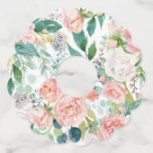 Blushing Summer Floral Weddenschap Wine Glass Labe Wijnglaslabel (Achterkant)