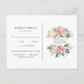 Blushing Summer Floral Wedding RSVP w/Meal Uitnodiging Briefkaart (Achterkant)