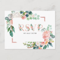 Blushing Summer Floral Wedding RSVP w/Meal