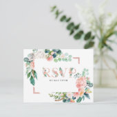 Blushing Summer Floral Wedding RSVP w/Meal Uitnodiging Briefkaart (Staand voorkant)