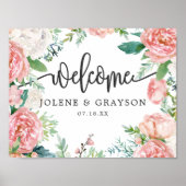 Blushing Summer Floral Wedding Welcome Poster (Voorkant)