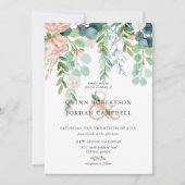 Blushing Summer | Waterverf Floral Wedding Kaart (Voorkant)