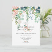 Blushing Summer | Waterverf Floral Wedding Kaart (Staand voorkant)