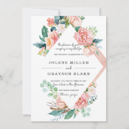 Blushing Summer | Waterverf Floral Wedding Kaart