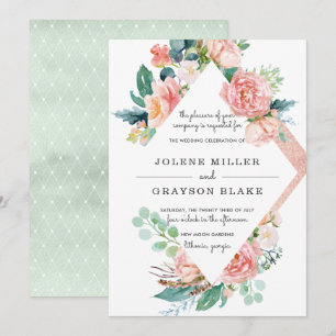 Blushing Summer   Waterverf Floral Wedding Kaart