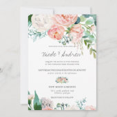Blushing Summer | Waterverf Floral Wedding Kaart (Voorkant)