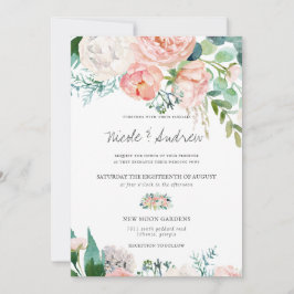 Blushing Summer | Waterverf Floral Wedding Kaart