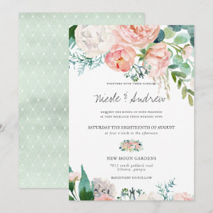 Blushing Summer   Waterverf Floral Wedding Kaart