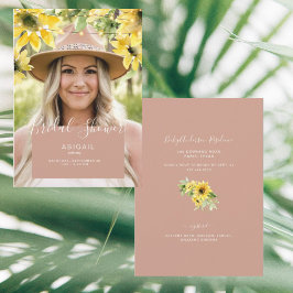Blushing Sunflower Bride Photo Vrijgezellenfeest Kaart